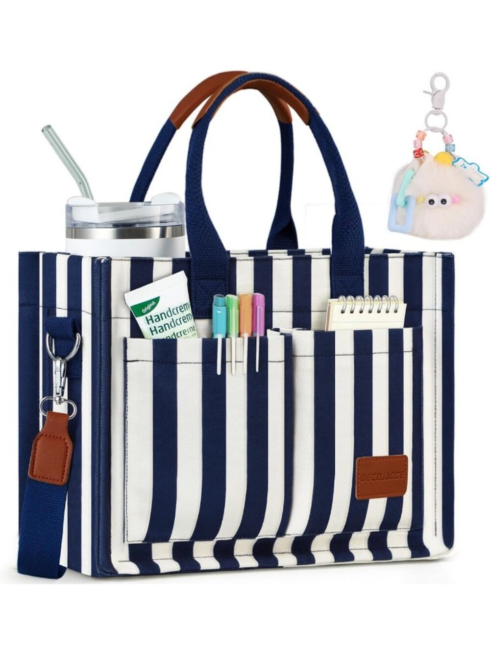 Stylish Multi-Compartment Canvas Tote Bag for Women - Perfect for Work & Travel